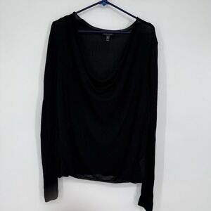 Eileen Fisher Cowl Neck Blouse Top Black Women‎ Size XL Tencel Lightweight Knit